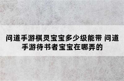 问道手游棋灵宝宝多少级能带 问道手游待书者宝宝在哪弄的